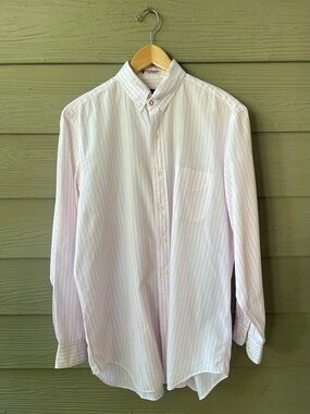 Vintage Kenneth Gordon Pink Stripe Ivy League Shirt Made USA XL